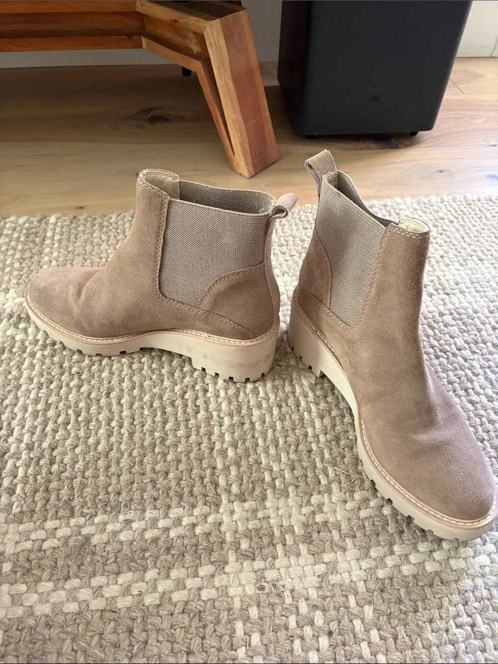 Dolce Vita Taupe Suede Chelsea Platform Booties
